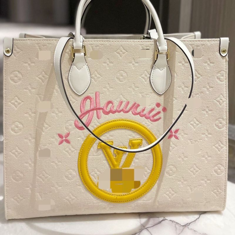 AAAA Replica Louis Vuitton Mode Brief Stickerei große Kapazität Canvas Tasche