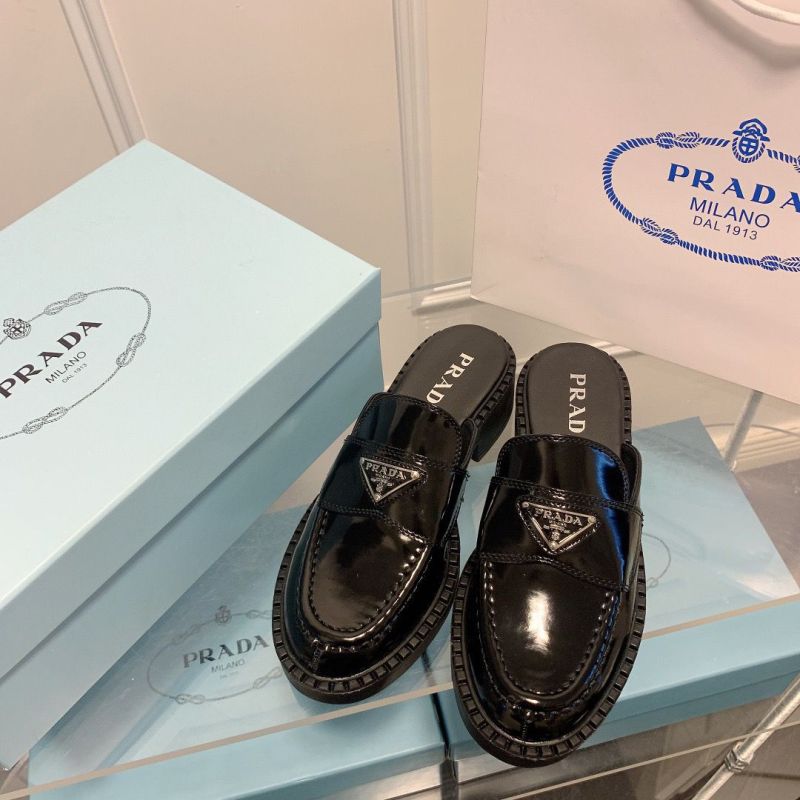 Réplique AAAA des mules en cuir Prada Fashion
