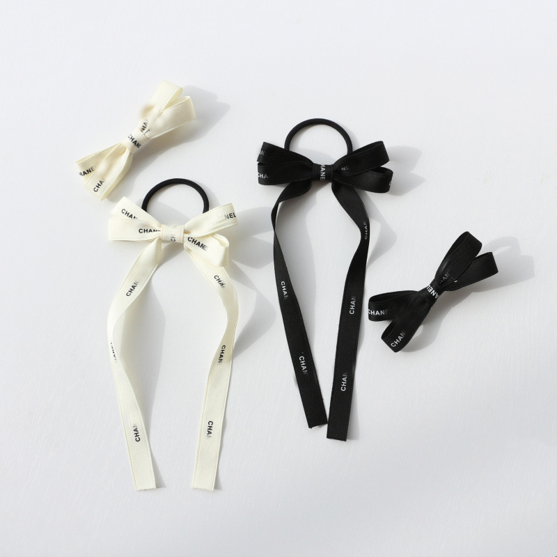 Replica Designer Chanel Black White Letter Bow Sweet Hair Accessory Clip