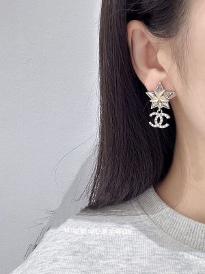 Replica Designer Chanel Fashion Rhinestone Double Star Stud Earrings