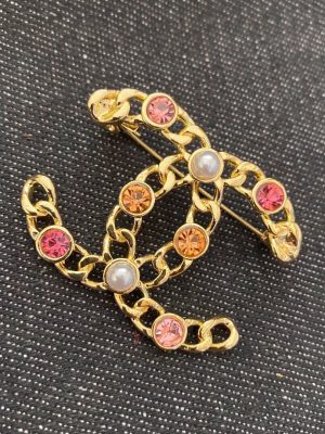 Replica Designer Chanel Fashion Rhinestone Letter Brooch