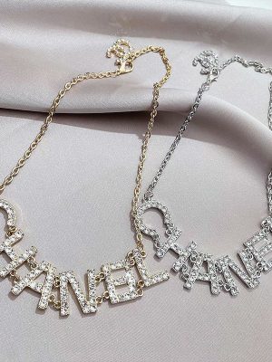 Replica Designer Chanel Fashion Rhinestone Letter Necklace