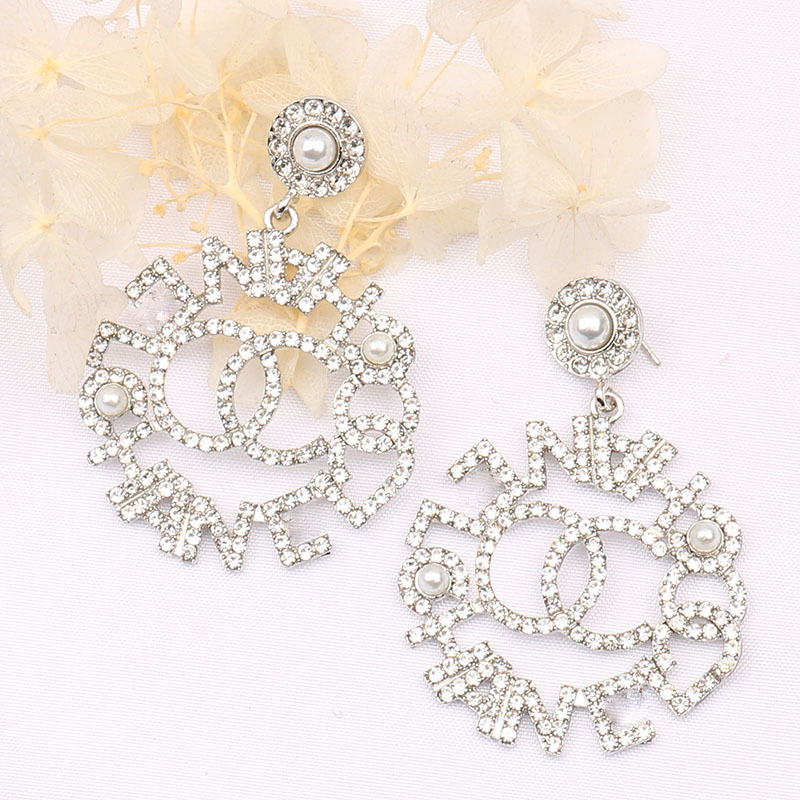 Replica Designer Chanel Fashion Rhinestones Geometric Earrings