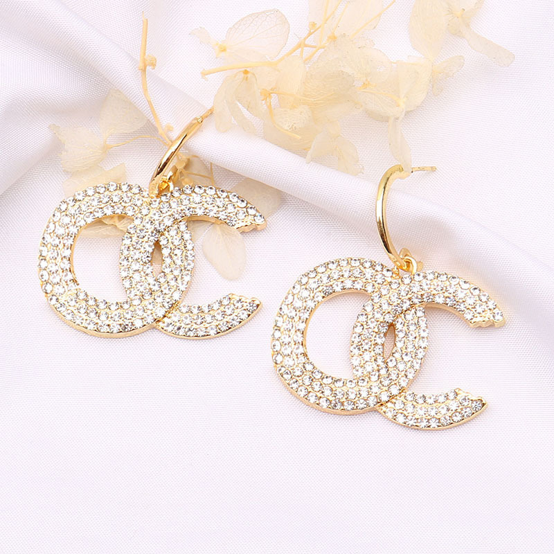 Replica Designer Chanel Fashion Rhinestones Simple Earrings