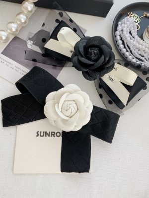 Replica Designer Chanel Lace Bow Hairpin Polka Dot Back Hair Clip
