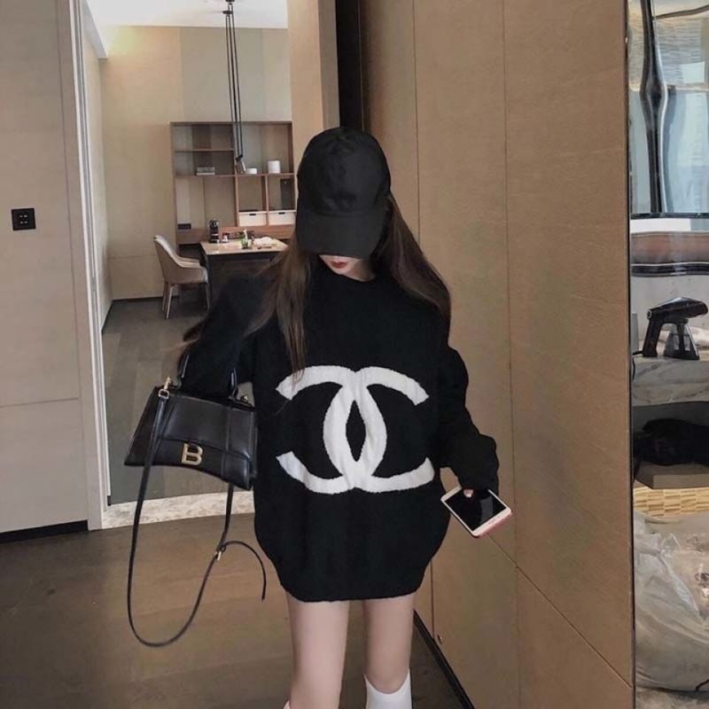 Replica Designer Chanel Loose Long Sleeve Knit Top