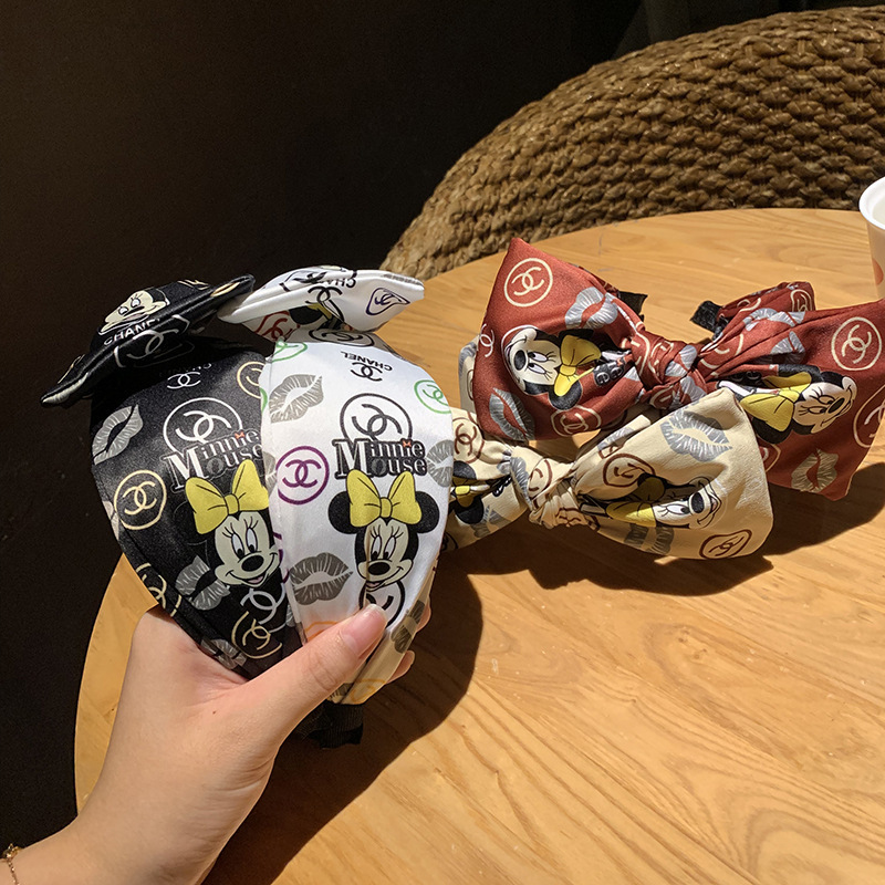 Replica Designer Chanel Mickey Fabric Print Chiffon Headband