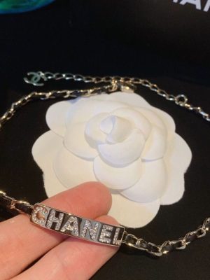 Replica Designer Chanel Rhinestone Decor Letter Necklace Without Box