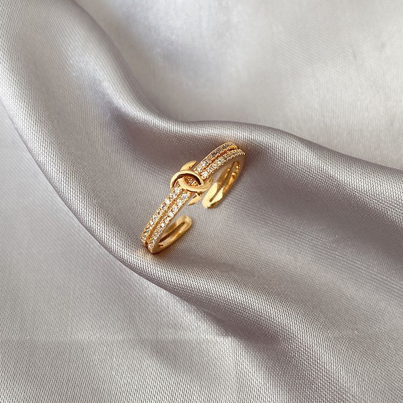 Replica Designer Chanel Rhinestone Decor Open Adjustable Ring