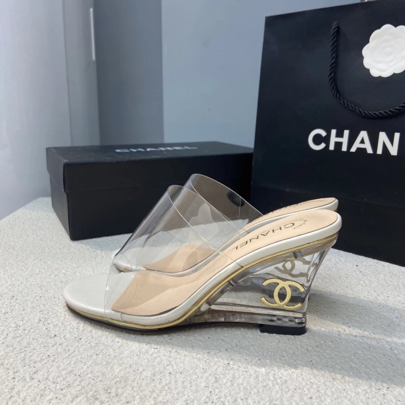 Replica Designer Chanel Transparent Wedge Pumps