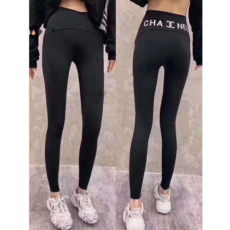 Replica Designer Chanel Women Casual Double C Letters High Waist Leggings