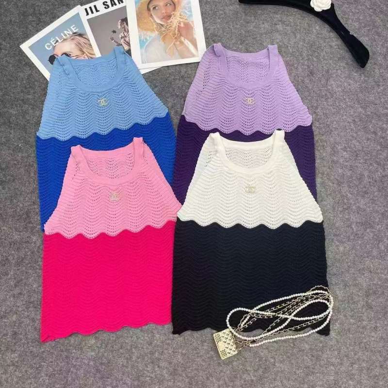 Replica Designer Chanel Women Color Matching Sleeveless Camisole