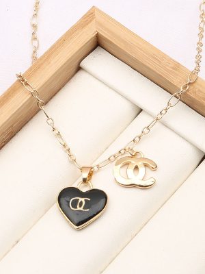 Replica Designer Chanel Women Double C Simple Double-Sided Necklace