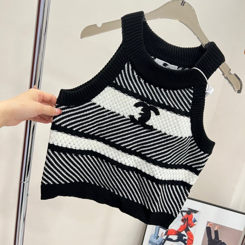 Replica Designer Chanel Women Double C Stripe Knit Vest