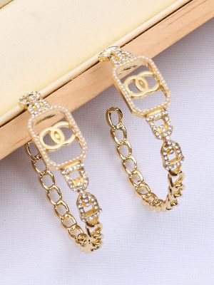 Replica Designer Chanel Women Fashion Double C Chain Letter Earrings
