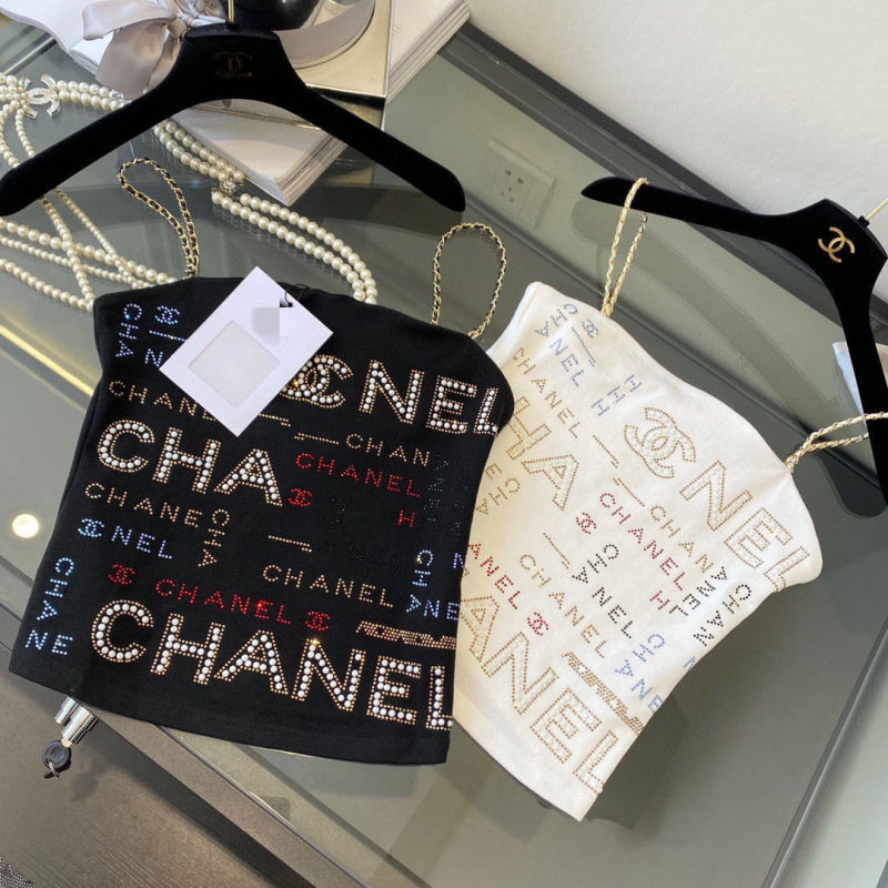 Replica Designer Chanel Women Fashion Double C Hot Drill Camisole
