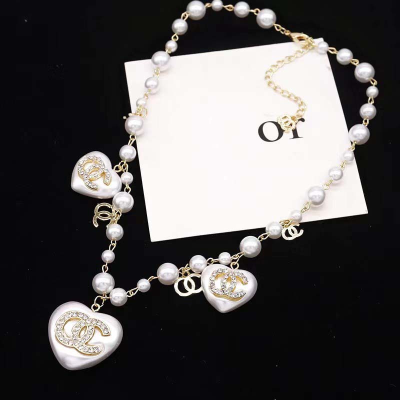Replica Designer Chanel Women Fashion Double C Love Pearl Necklace