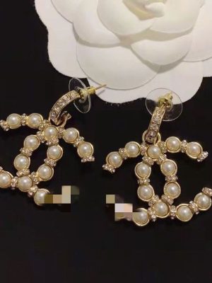 Replica Designer Chanel Women Fashion Double C Pearl Earrings