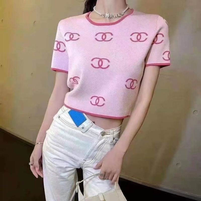 Replica Designer Chanel Women Fashion Double C Solid Color Round Neck Knitted Sweater