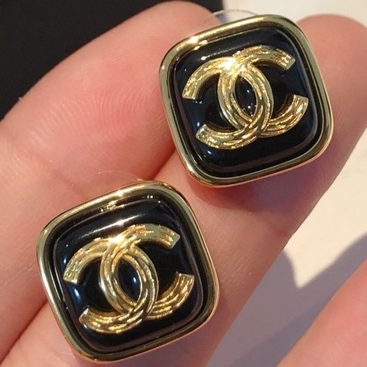 Replica Designer Chanel Women Fashion Double C Square Black Earrings