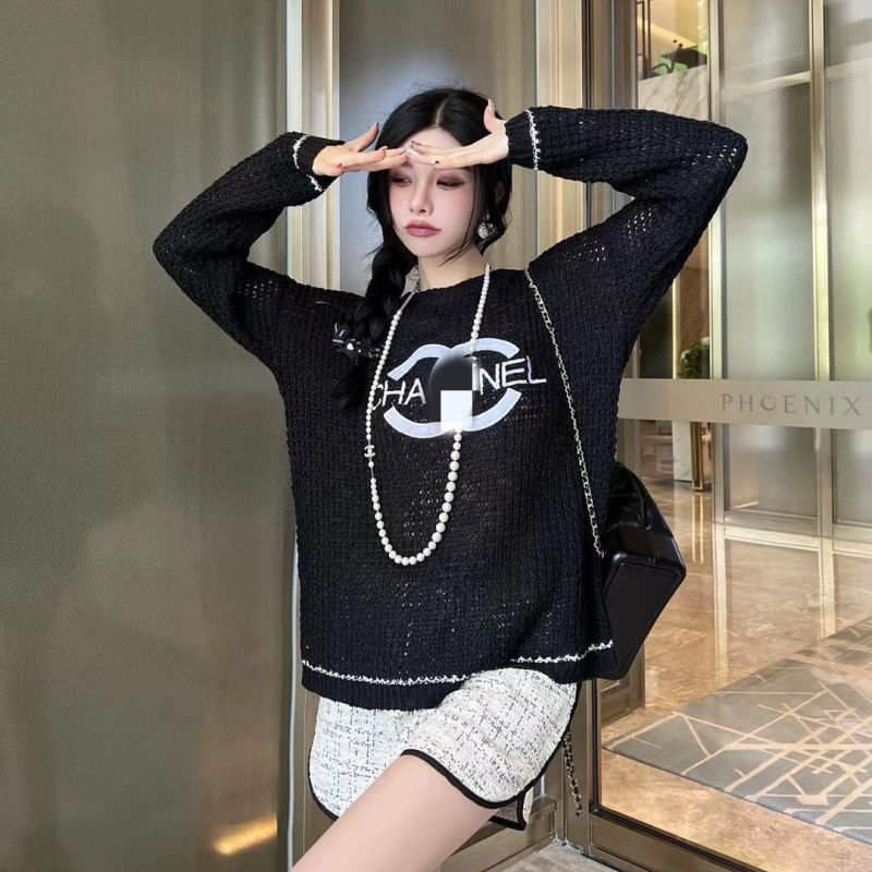Replica Designer Chanel Women Fashion Embroidery Double C Letters Knitwear