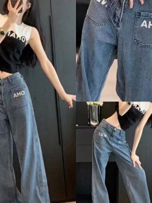 Replica Designer Chanel Women Fashion High Waist Straight Jeans