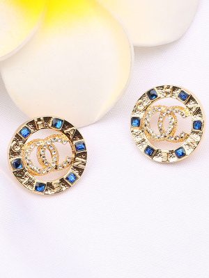 Replica Designer Chanel Women Fashion Inlaid Zircon Circle Hollow Retro Earrings
