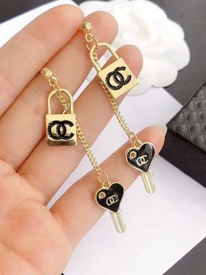 Replica Designer Chanel Women Fashion Key Lock Earrings