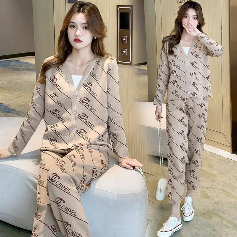 Replica Designer Chanel Women Fashion Knitted Sweater And Pants 2PCS Suit