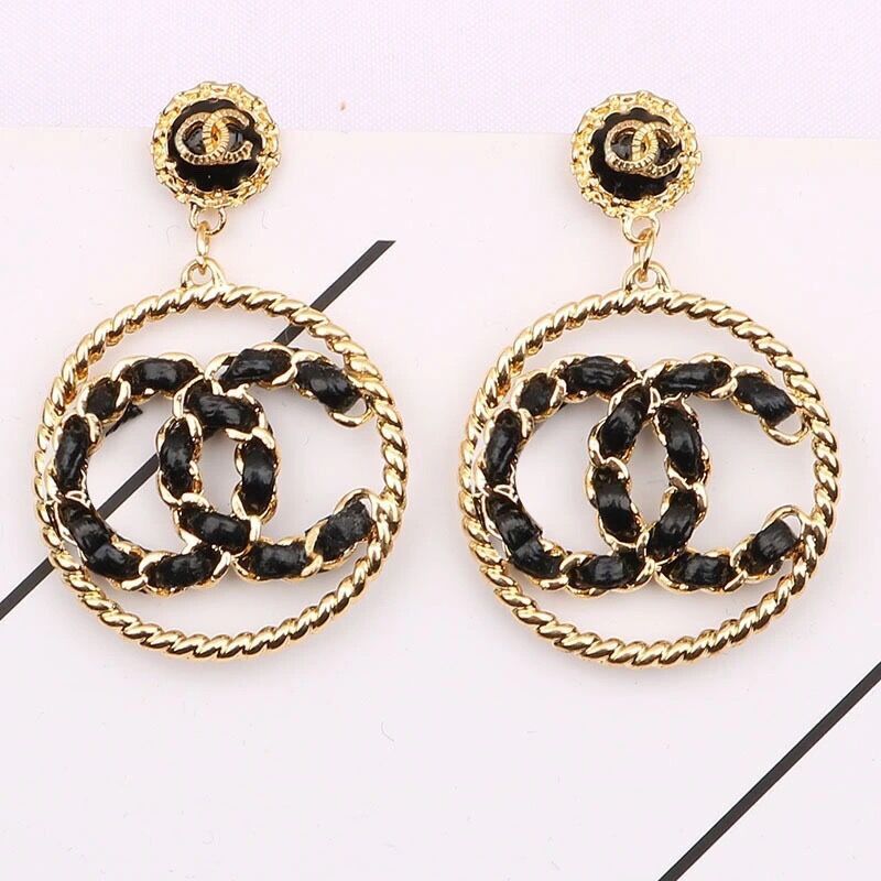 Replica Designer Chanel Women Fashion Leather Rope Braided Earrings