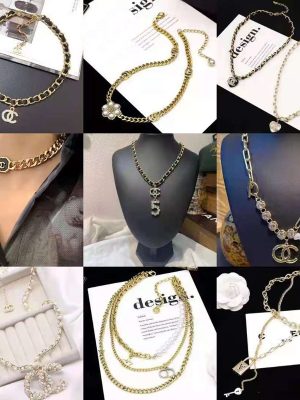 Replica Designer Chanel Women Fashion Pearl Leather Rope Braided Necklace