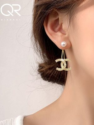 Replica Designer Chanel Women Fashion Rhinestone Pearl Earrings