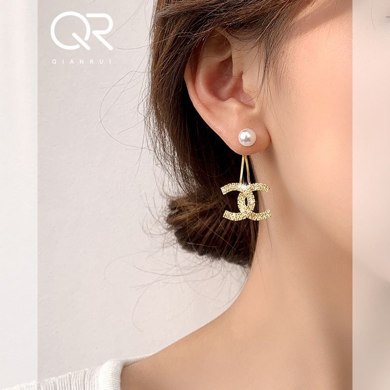 Replica Designer Chanel Women Fashion Rhinestone Pearl Earrings