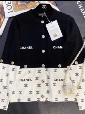 Replica Designer Chanel Women Fashion Round Neck Long Sleeve Knitted Cardigan