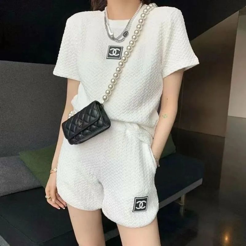 Replica Designer Chanel Women Fashion Short Sleeve Top And Shorts Suit