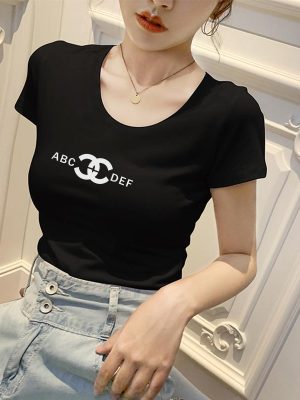 Replica Designer Chanel Women Fashion Short-Sleeved Round Neck T-Shirt