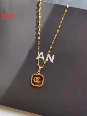 Replica Designer Chanel Women Fashion Simple Letter Titanium Steel Necklace