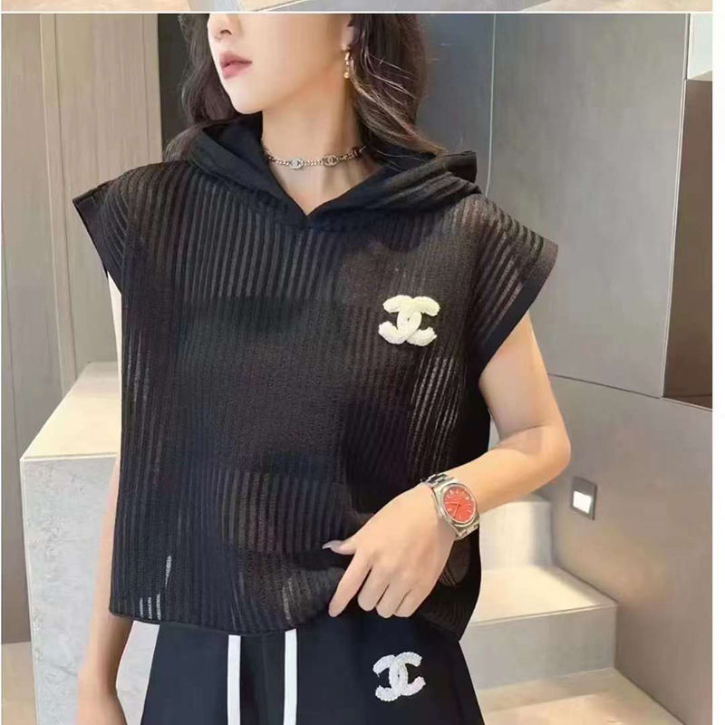 Replica Designer Chanel Women Fashion Sleeveless Ice Silk Hooded Camisole