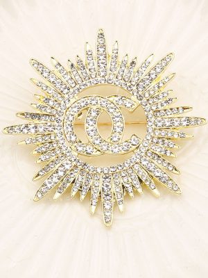 Replica Designer Chanel Women Fashion Sun Flower Rhinestone Brooch