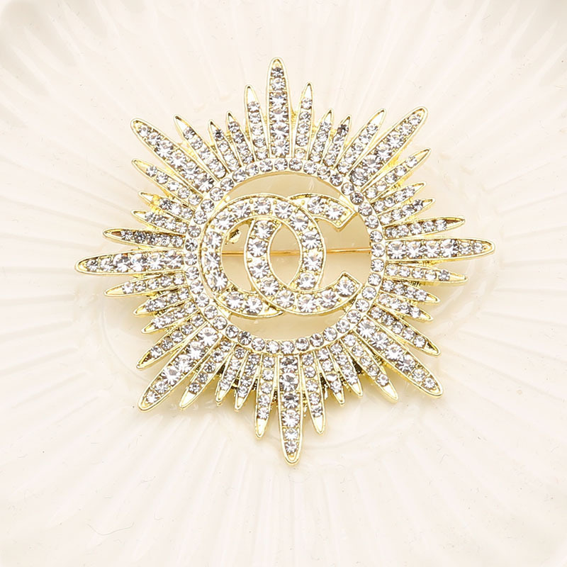 Replica Designer Chanel Women Fashion Sun Flower Rhinestone Brooch