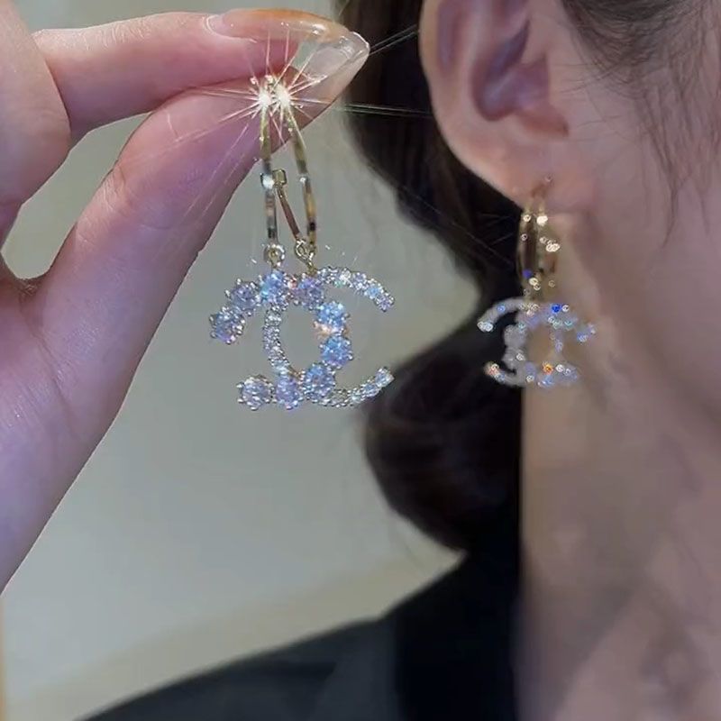 Replica Designer Chanel Women Fashion Zircon Rhinestones Earrings