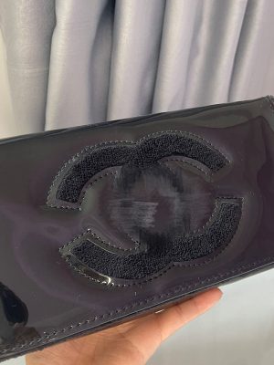 Replica Designer Chanel Women Patent Leather Double C Vintage Postman Flip Velvet Bag