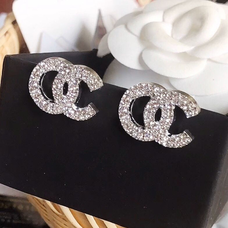 Replica Designer Chanel Women Rhinestone Fashion Simple Earrings