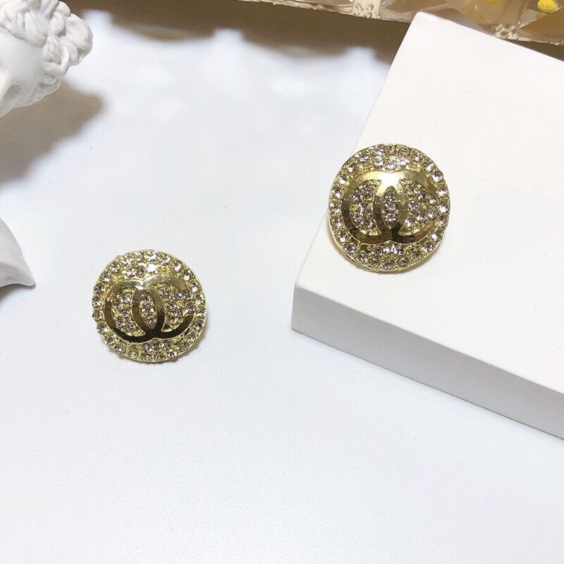 Replica Designer Chanel Women Rhinestone Letter C Earrings