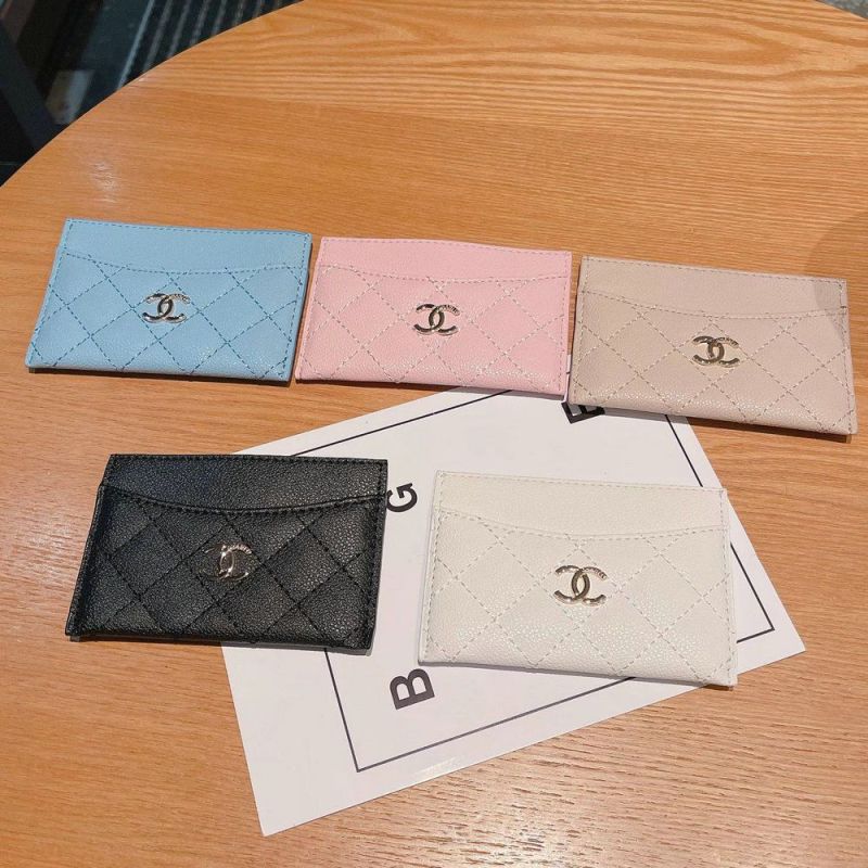 Replica Designer Chanel Women Simple Solid Color Lambskin Pattern Card Bag