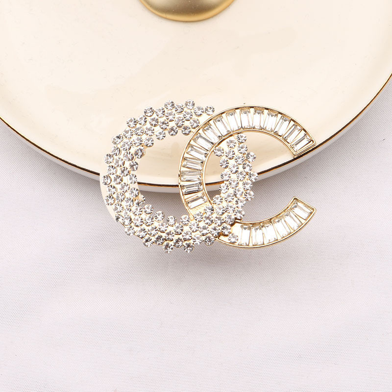 Replica Designer Chanel Women Sweet Zircon Double C Brooches
