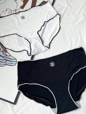Replica Designer Chanel Women Wavy Letters Sexy Ice Silk One Piece 2PCS Panties