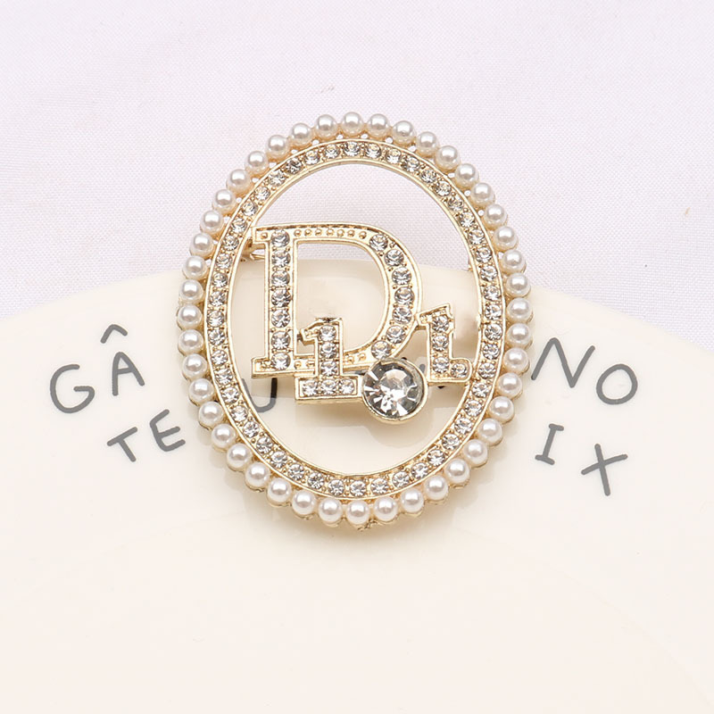 Replica Designer Dior Fashion Imitation Pearl Rhinestone Panel Brooch