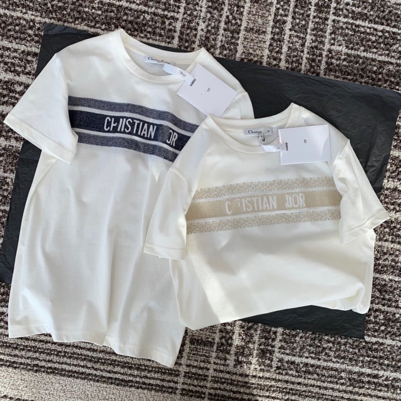 Replica Designer Dior Fashion Letter Print Colorblock T-Shirt