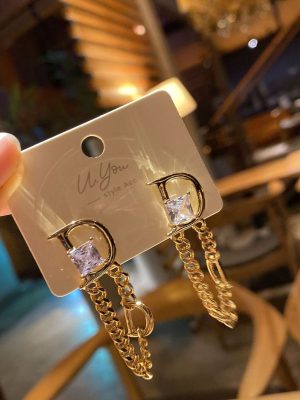 Replica Designer Dior Fashion Letter Rhinestone Earrings